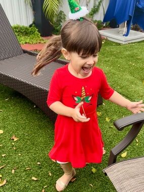 Forever Me Girls Unicorn Dress Set 3T Red & Light Blue | 2 Dresses